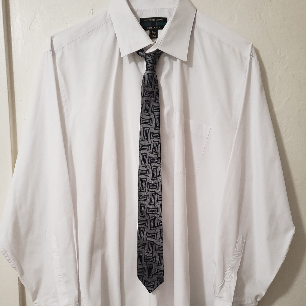 White, long sleeve, button down With Tie